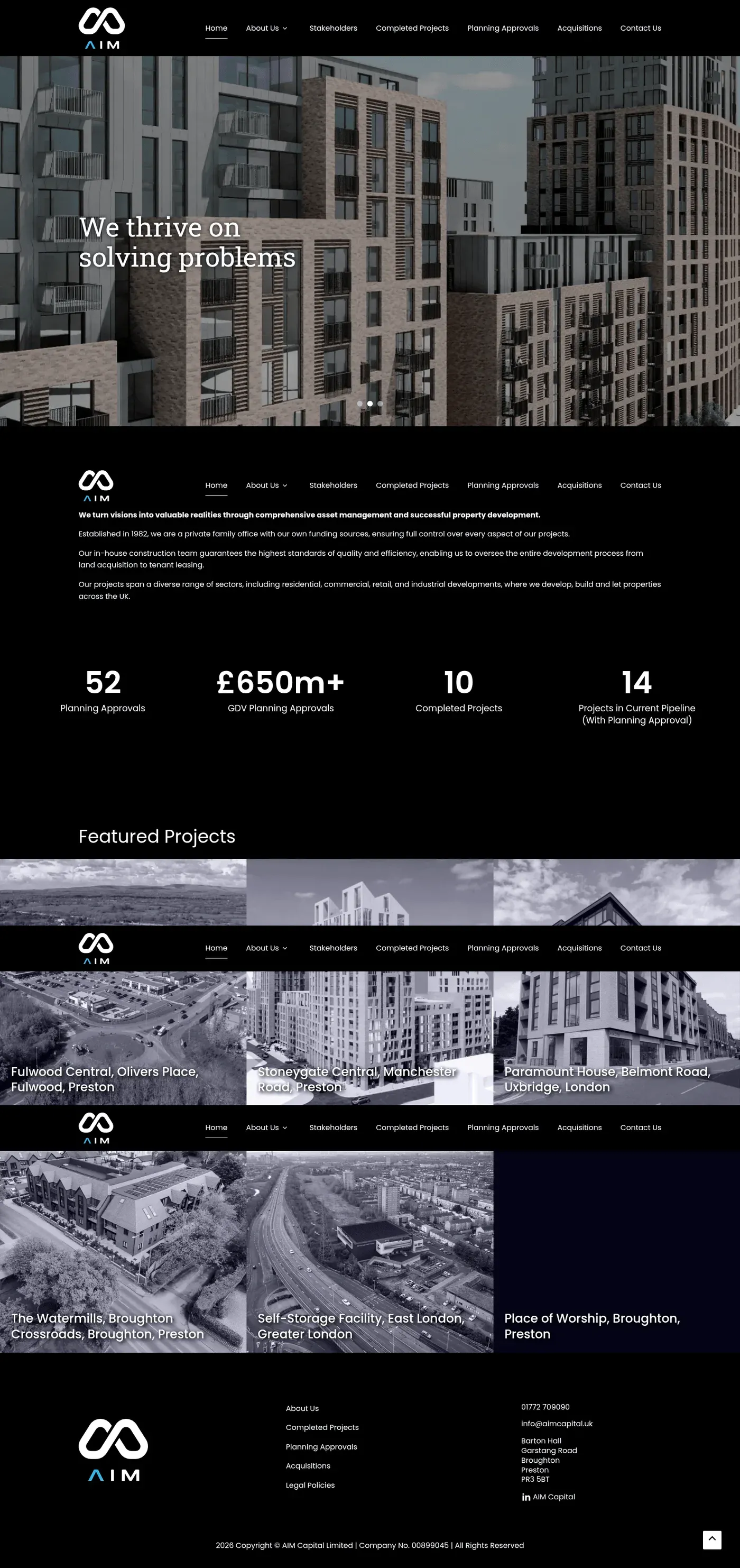 AIM Capital property investment company website homepage